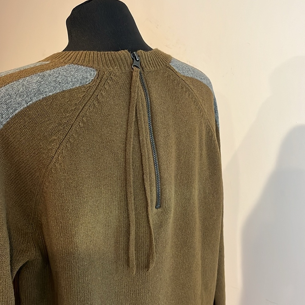Madewell women’s 100% Merino wool scoop-neck sweater overside green/grey sizeXS‎ - Picture 9 of 16